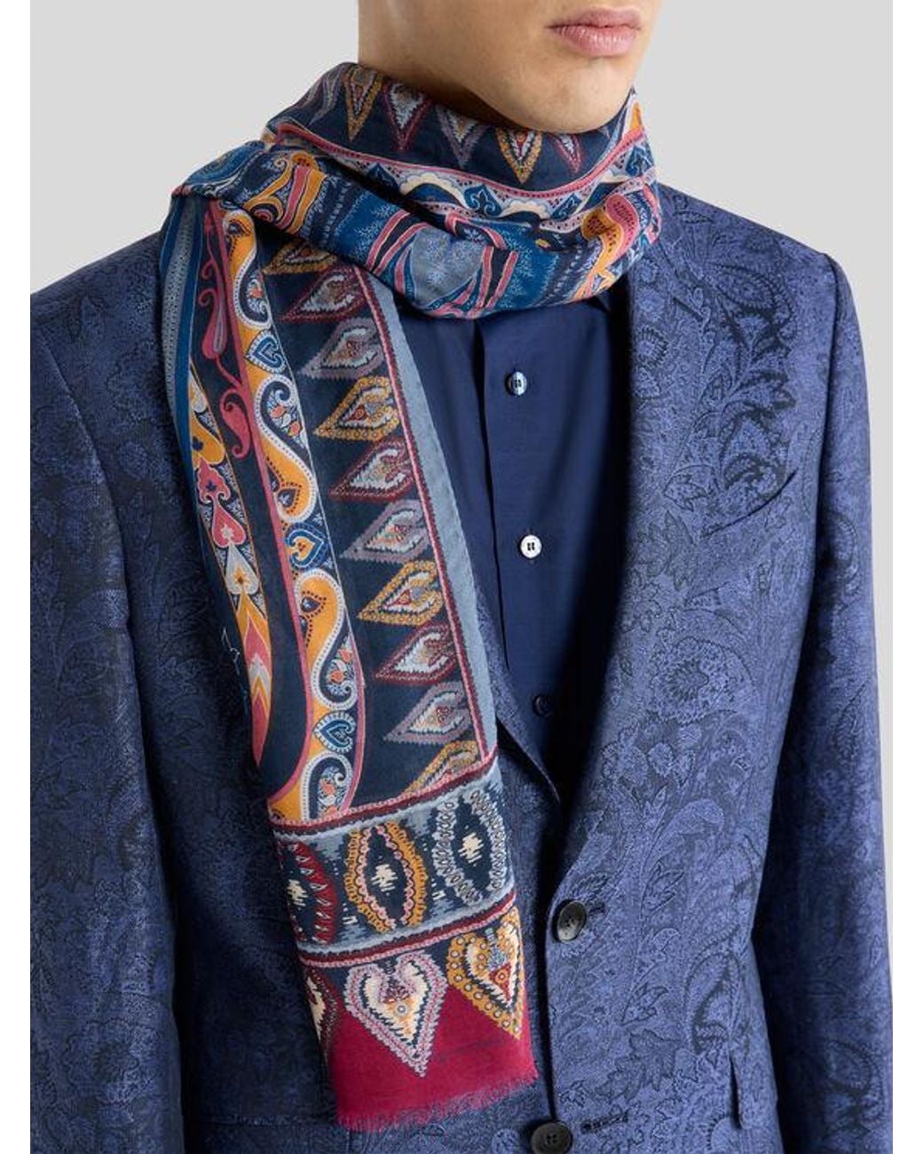 Etro Purple Floral Paisley Scarf for men