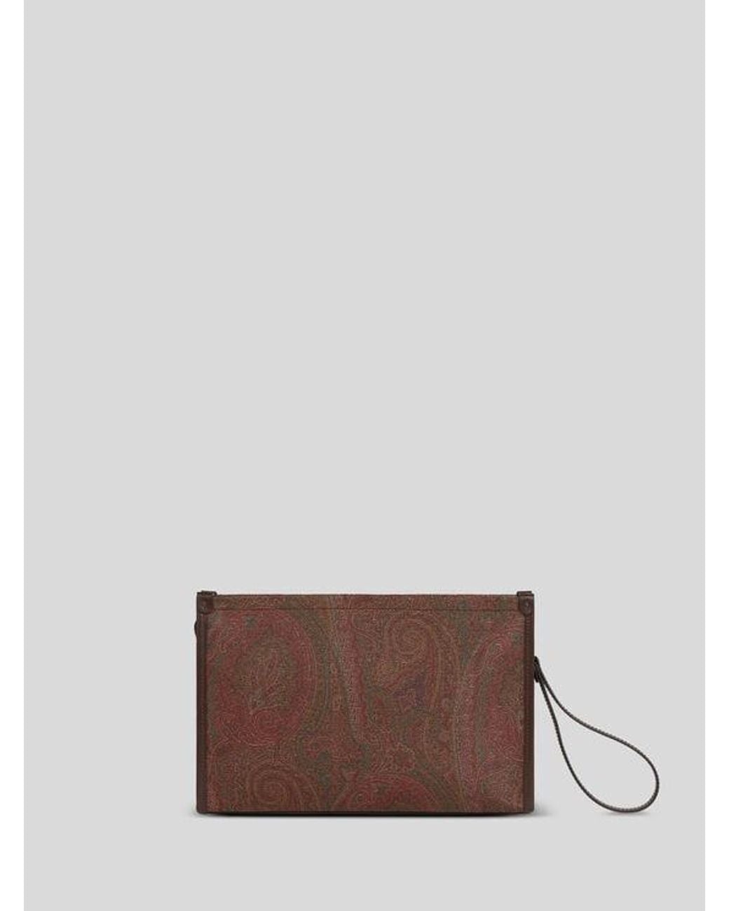 Etro Brown Large Arnica Pouch With Pegaso for men