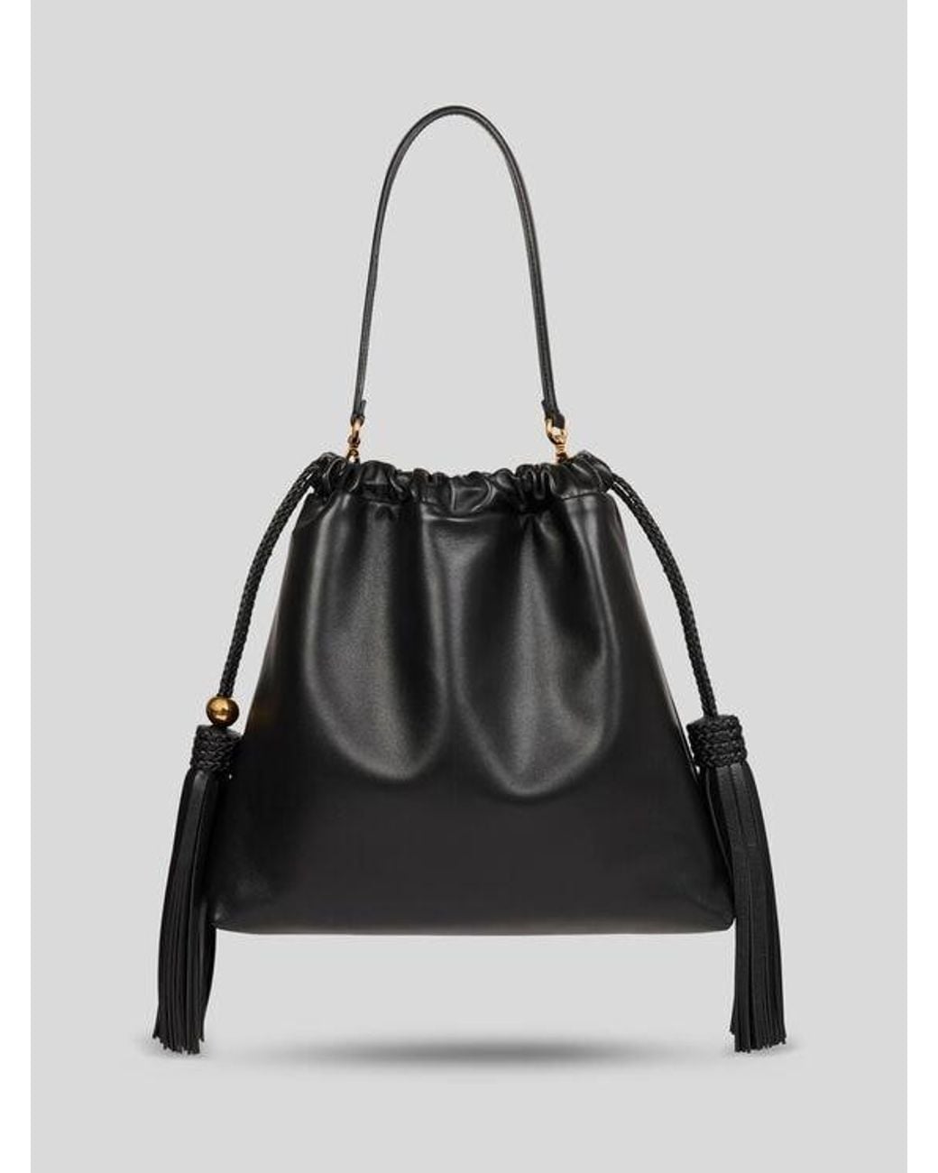 Etro Black Medium Leather Kalispera Bag With Tassels