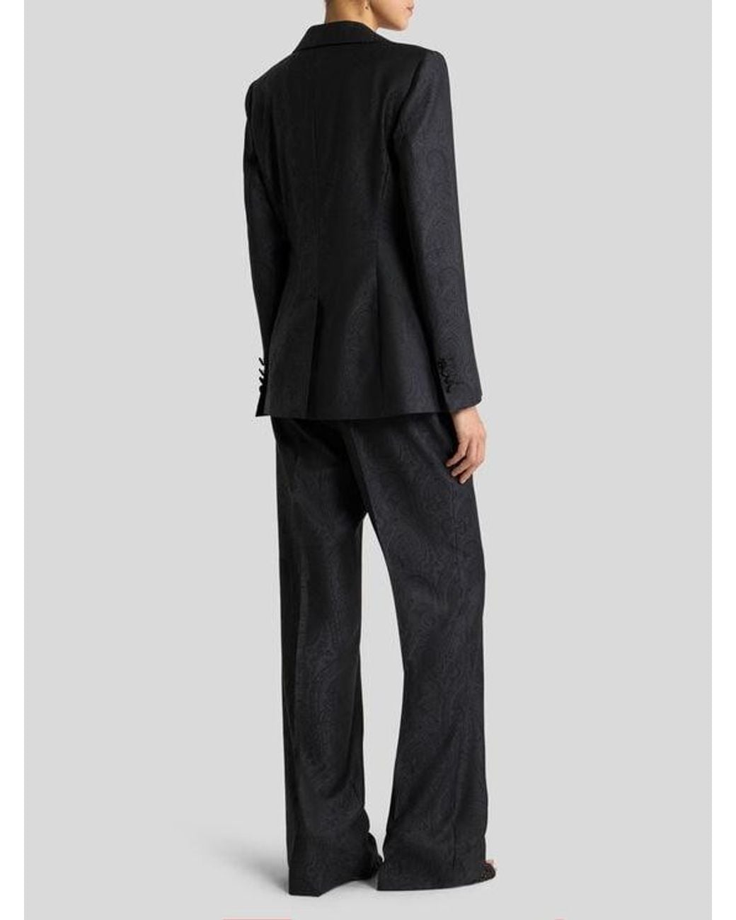 Etro Blue Single-Breasted Wool Jacquard Jacket With Arnica Motif
