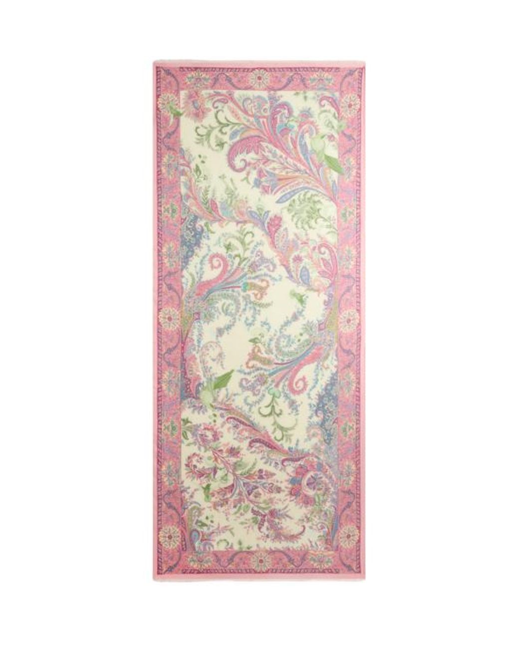 Etro Pink Scarf With Flora And Fauna Motif for men