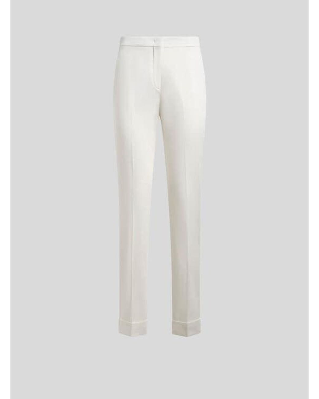 Etro White Cropped Stretch Cotton Trousers
