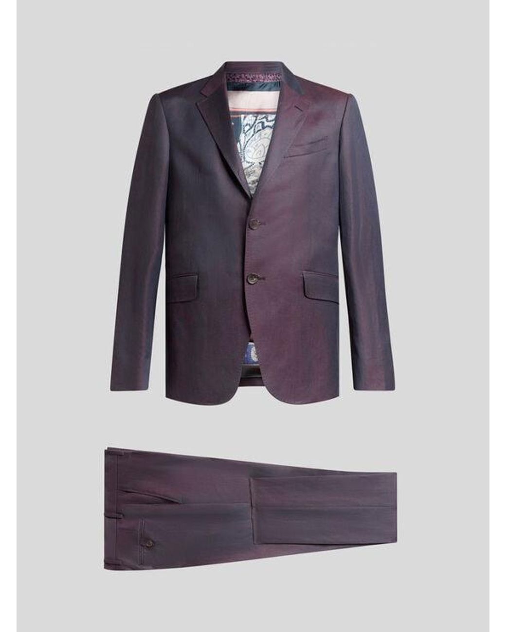 Etro Blue Single-Breasted Wool And Linen Suit for men