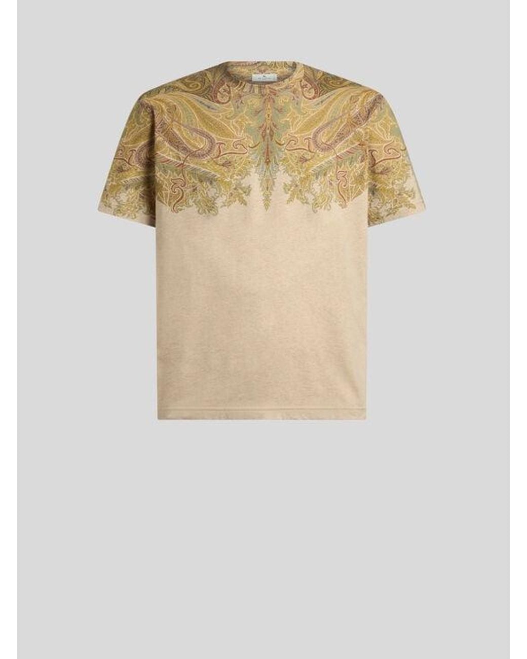 Etro White Cotton Jersey T-Shirt With Placed Paisley Pochette Print for men