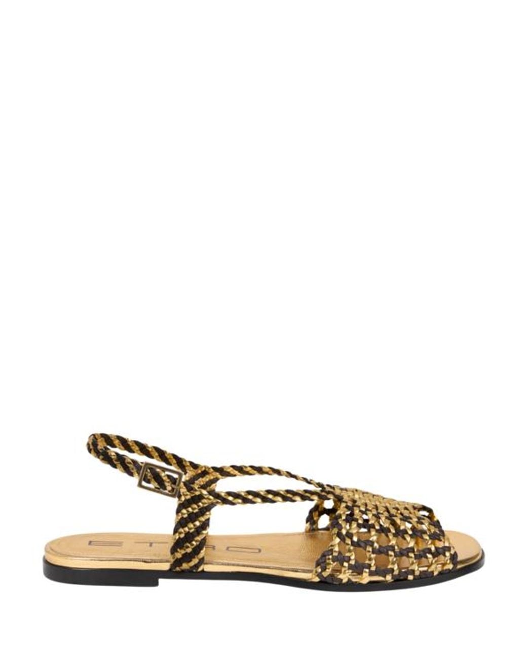 Etro Natural Woven Flat Sandals
