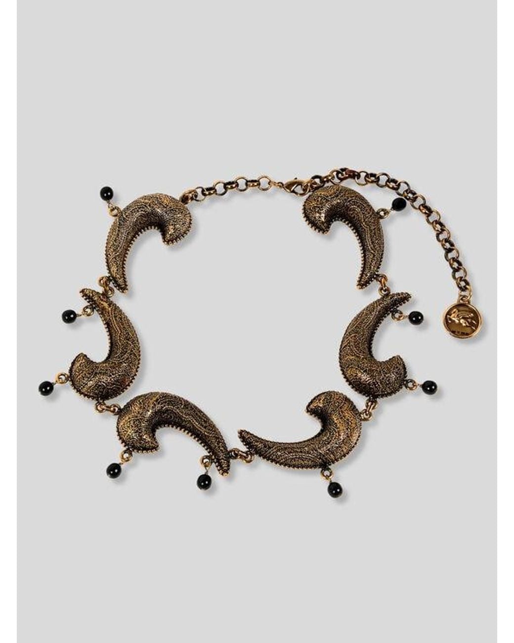 Etro Metallic Choker Necklace With Arnica Paisley