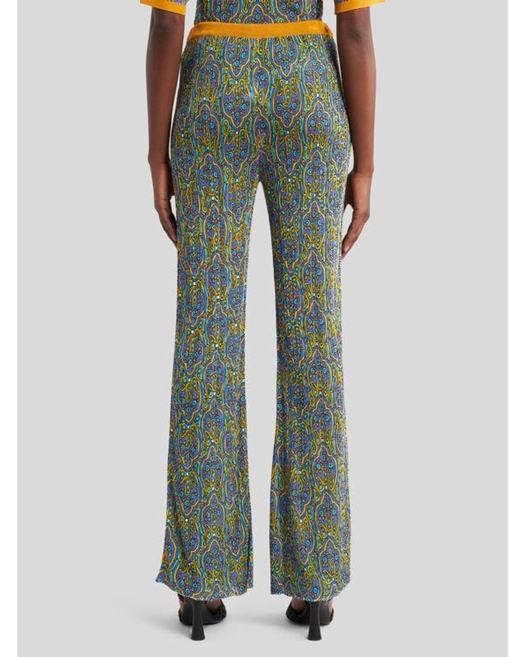 Etro Green Printed Knit Trousers