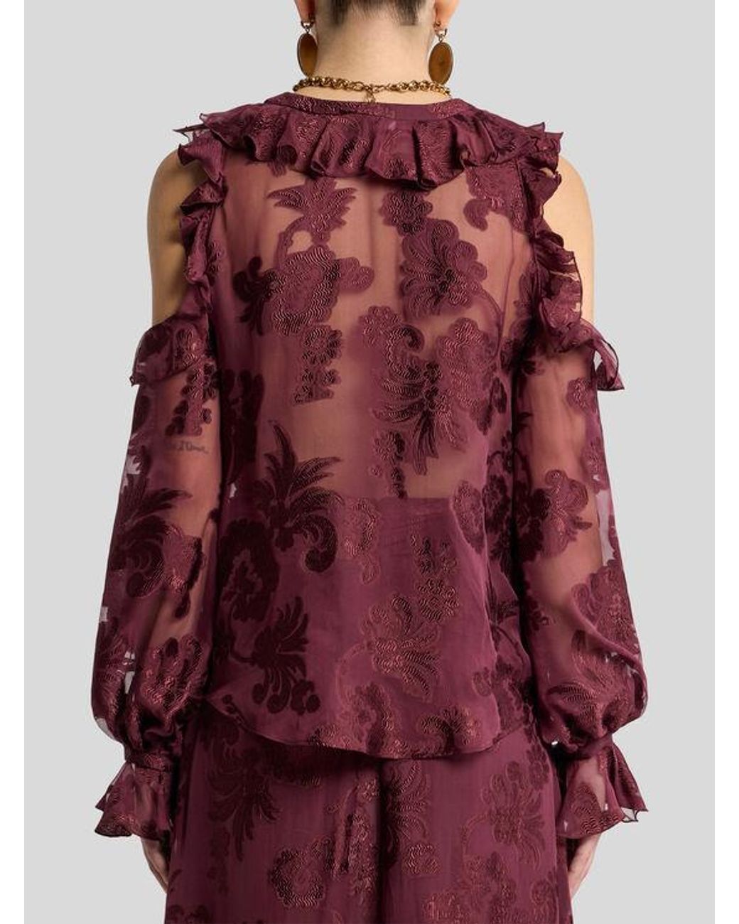 Etro Purple Fil Coupé Chiffon Shirt