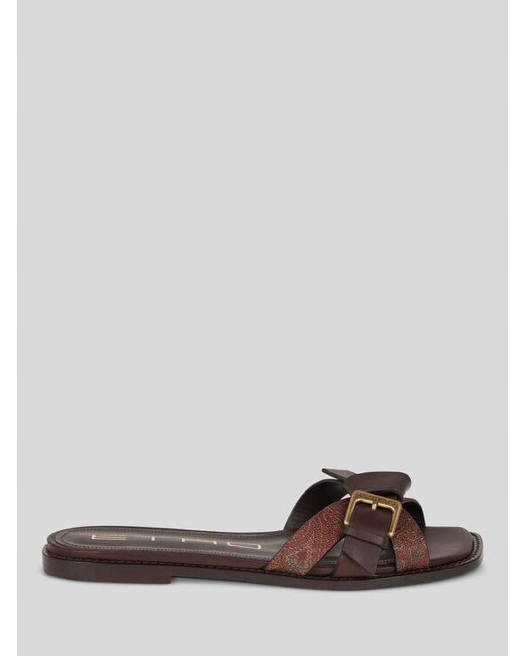 Etro Brown Paisley Slides