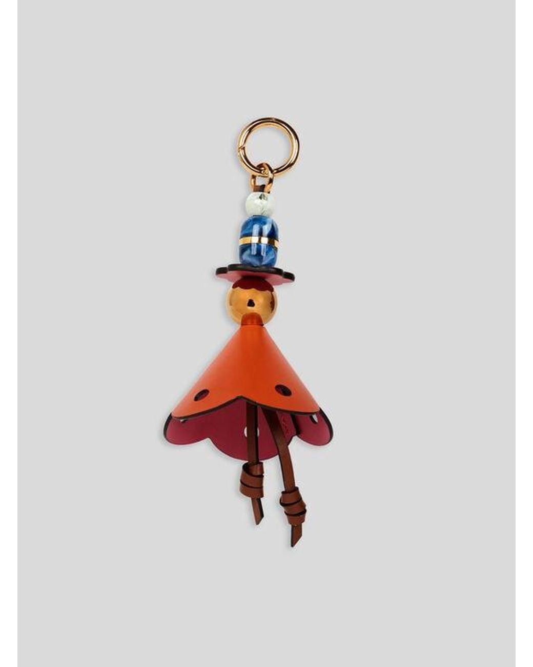 Etro White Leather Charm With Flowers And Marbles