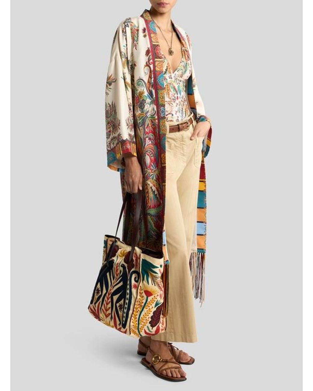 Etro White One-Piece Swimsuit With Paisley Foliage Motif