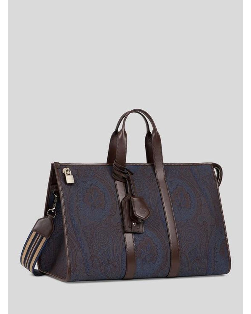 Etro Blue Essential Jacquard Travel Bag for men