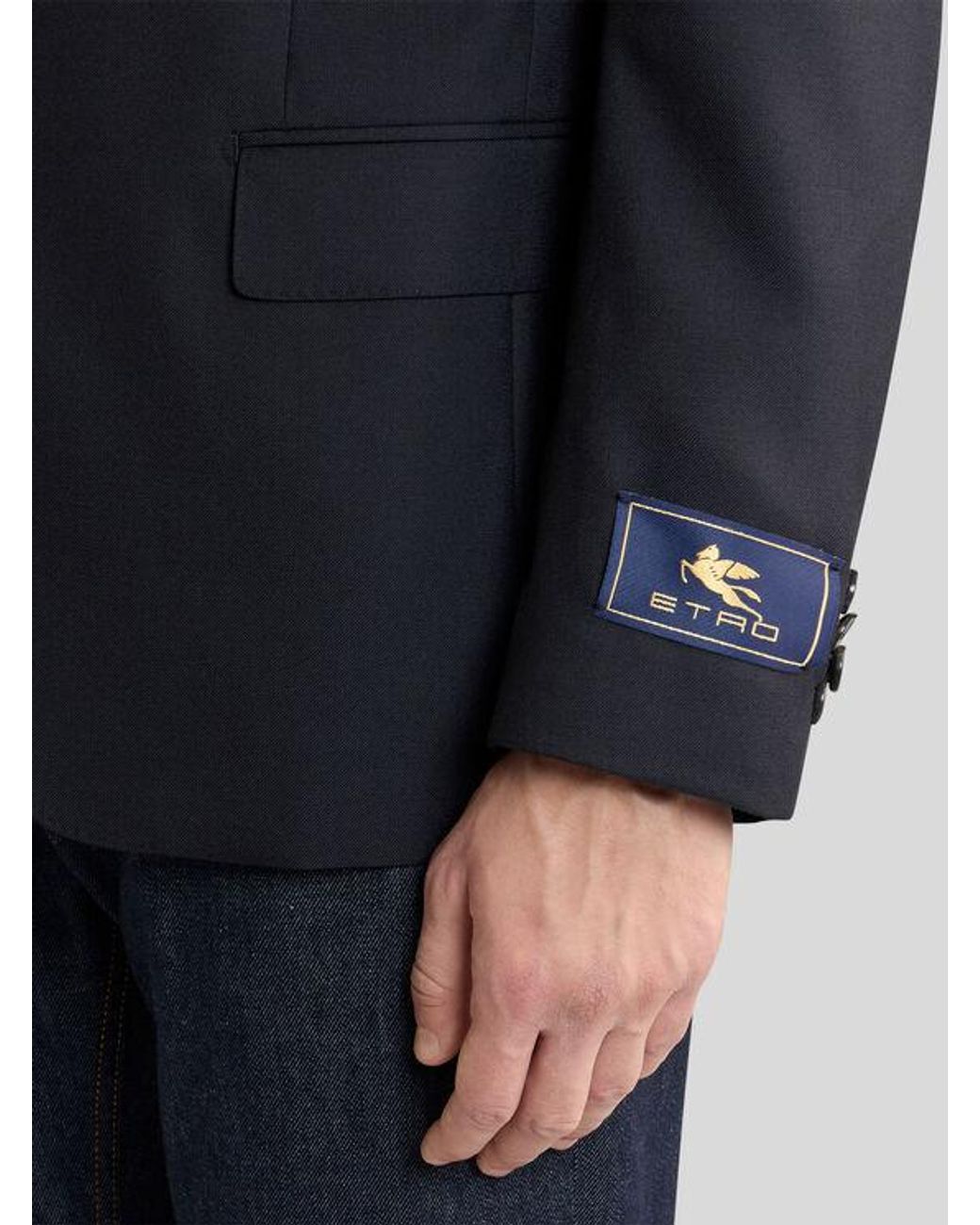 Etro Blue Single-Breasted Wool-Blend Flannel Jacket for men
