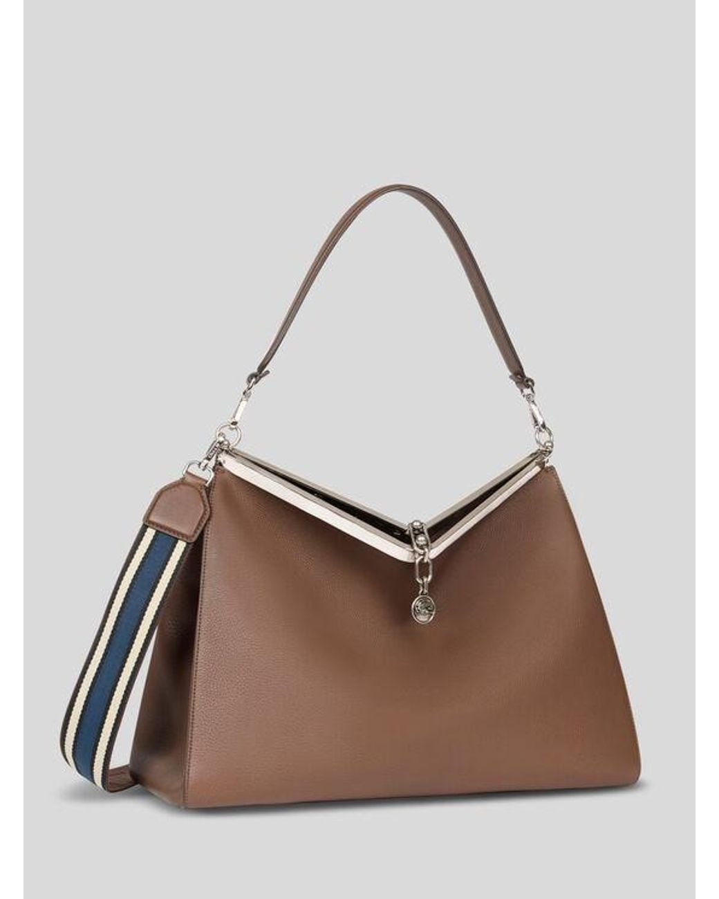Etro Brown Large Leather Vela Bag for men