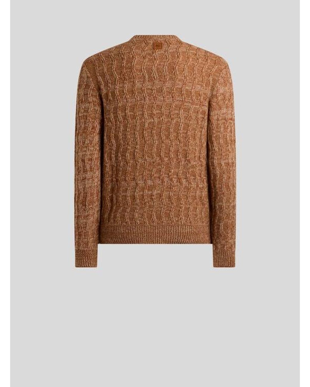 Etro Brown Cable-Knit Cashmere Sweater for men