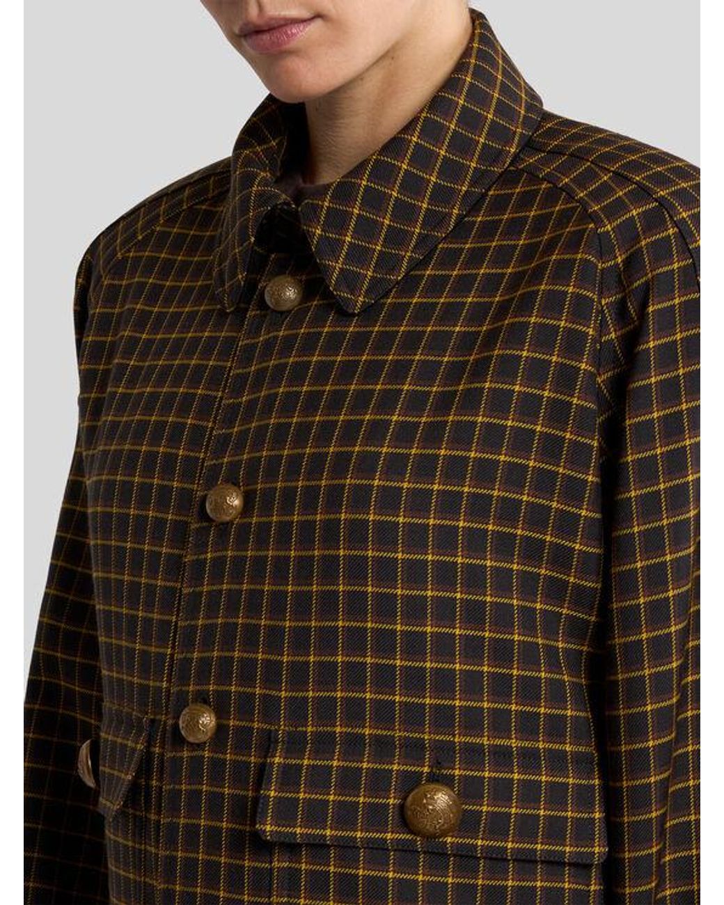 Etro Brown Wool Bomber Jacket With Check Motif