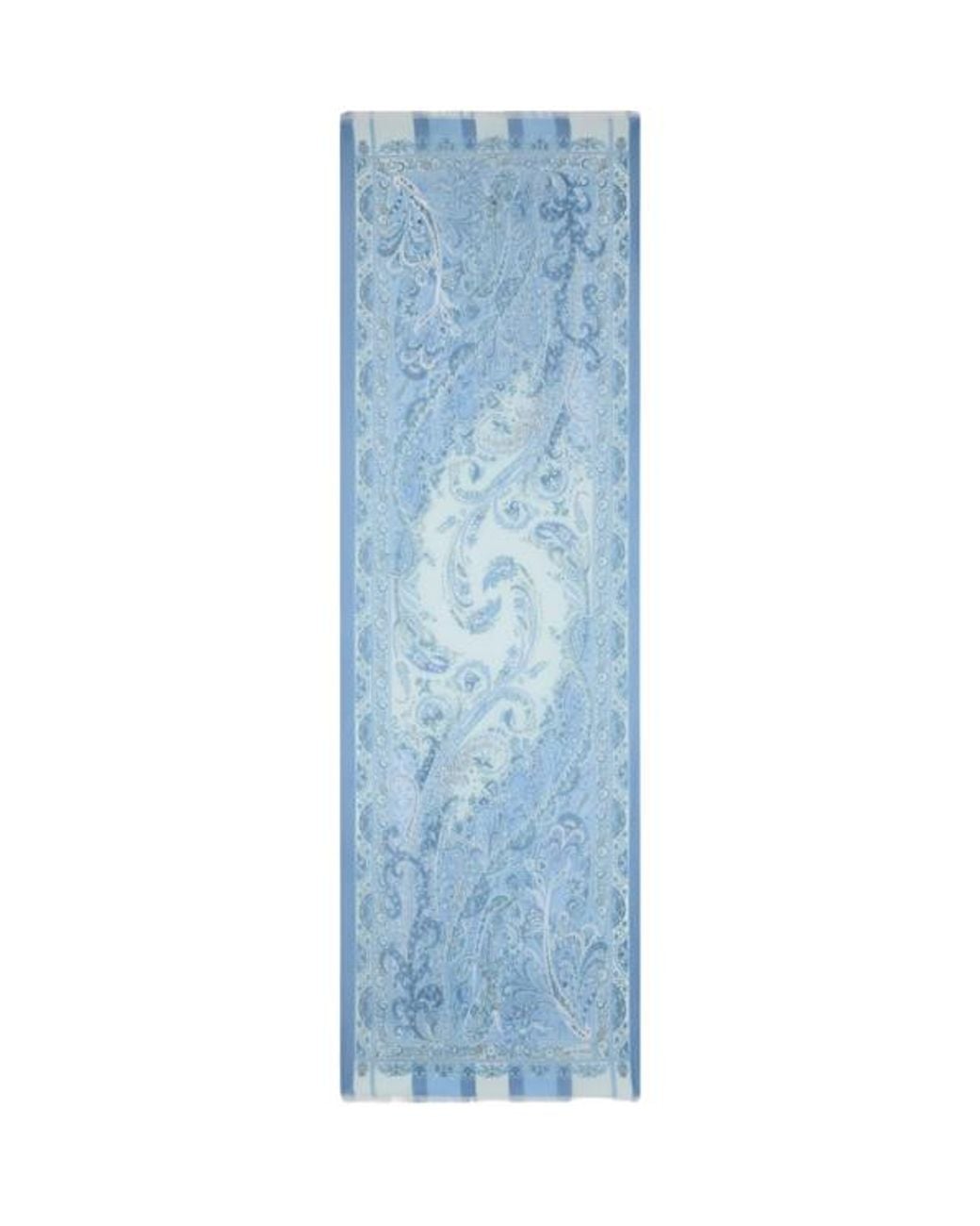 Etro White Floral Leafy Printed Silk Scarf