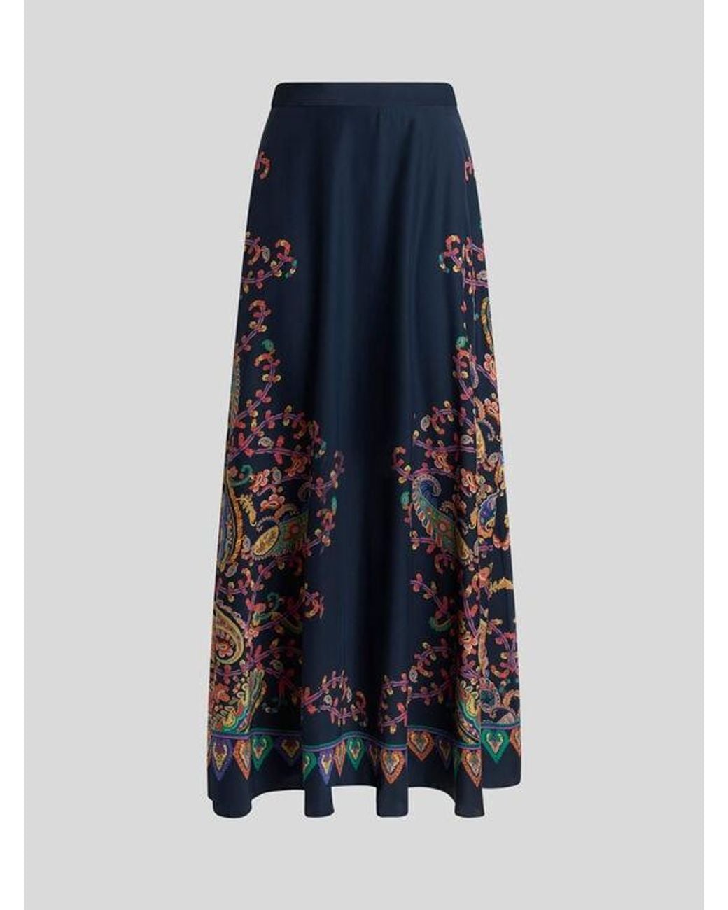 Jupe Longue En Soie À Imprimé Paisley Fleuri Placé, Femme, Taille Etro en coloris Blue