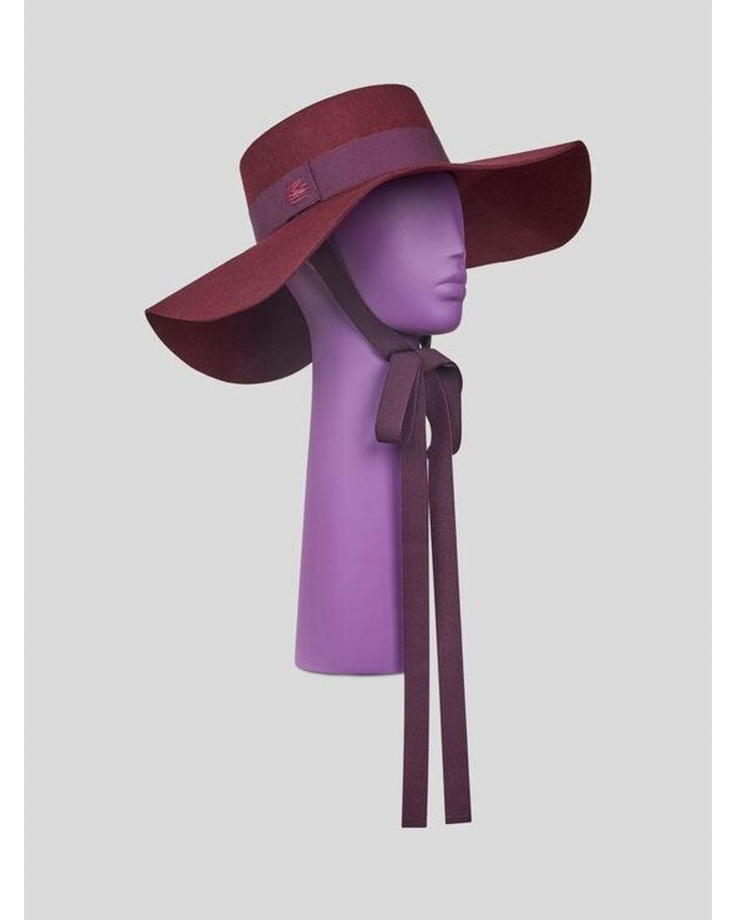 Etro Purple Wool Hat With Embroidered Pegaso Logo