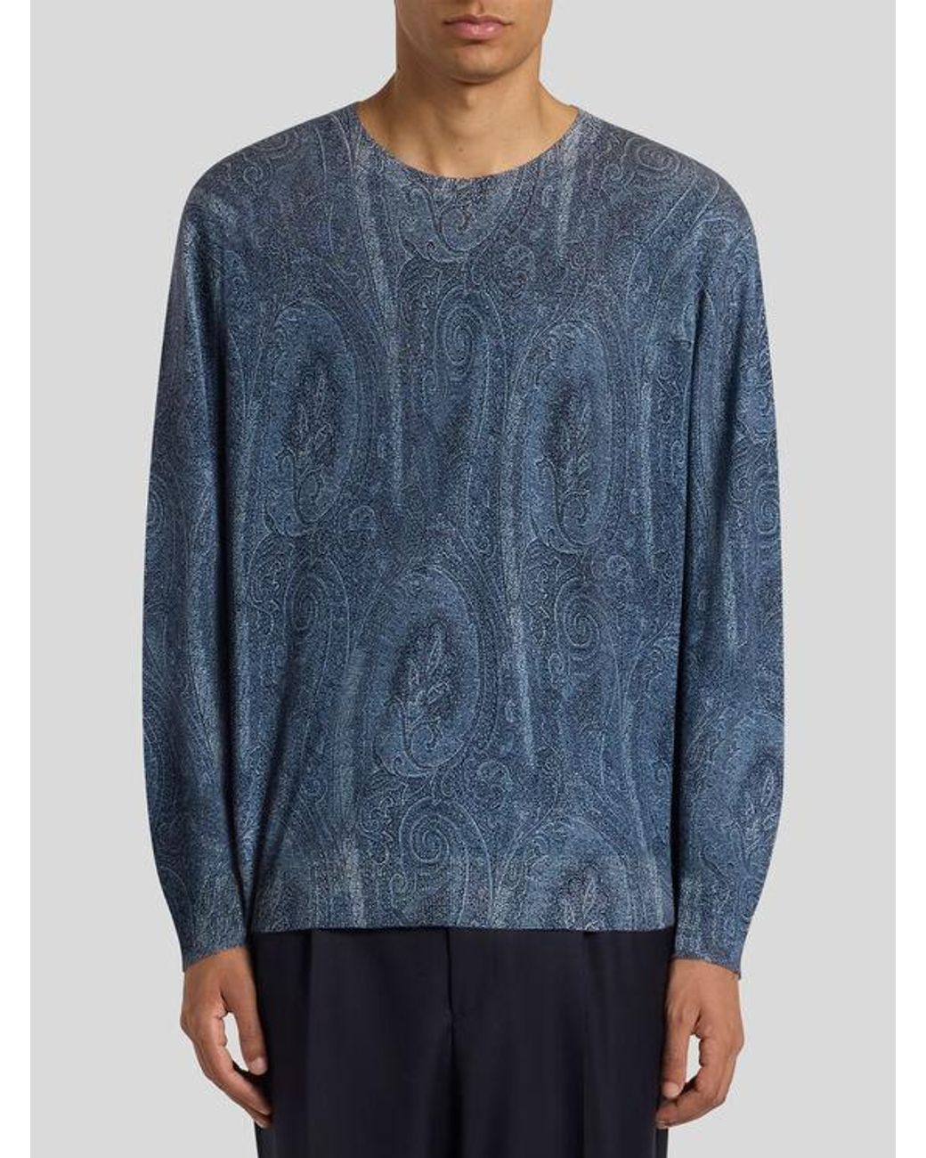 Etro Blue Paisley Sweater for men