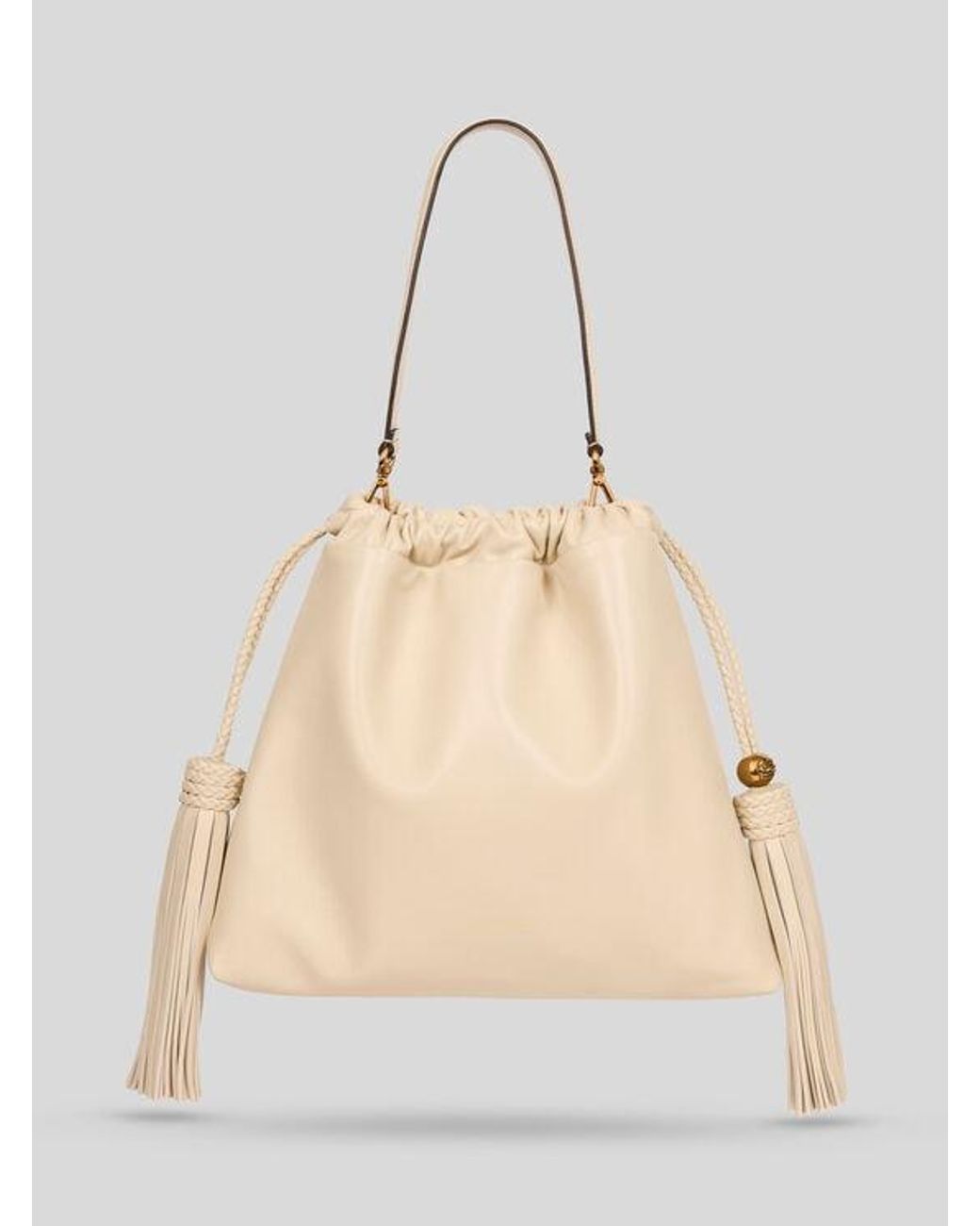 Etro Natural Medium Leather Kalispera Bag With Tassels