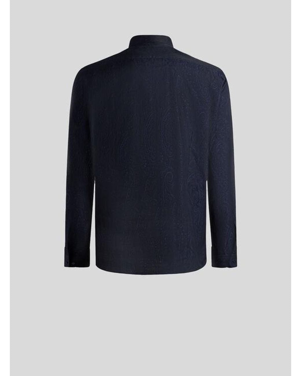 Etro Blue Cotton Jacquard Shirt for men