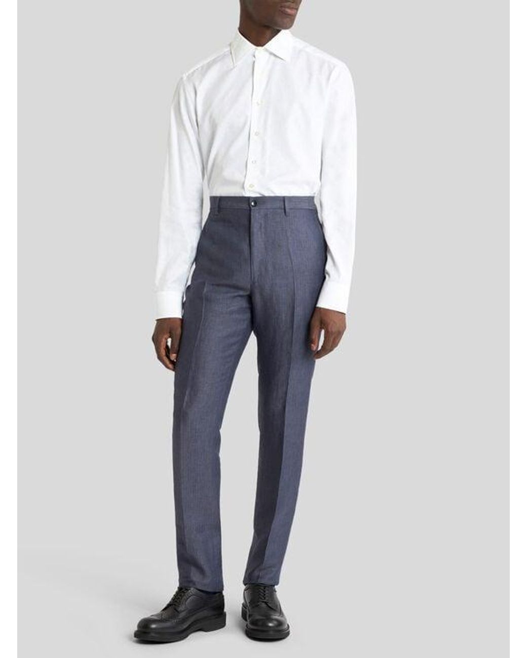Etro Blue Linen Trousers for men
