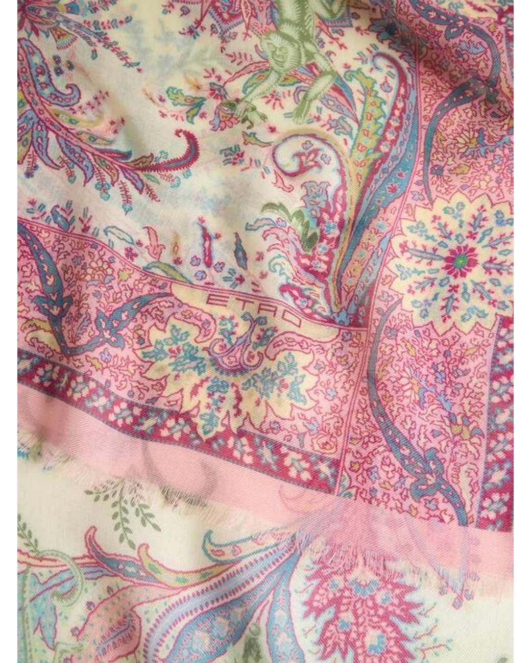 Etro Pink Scarf With Flora And Fauna Motif for men