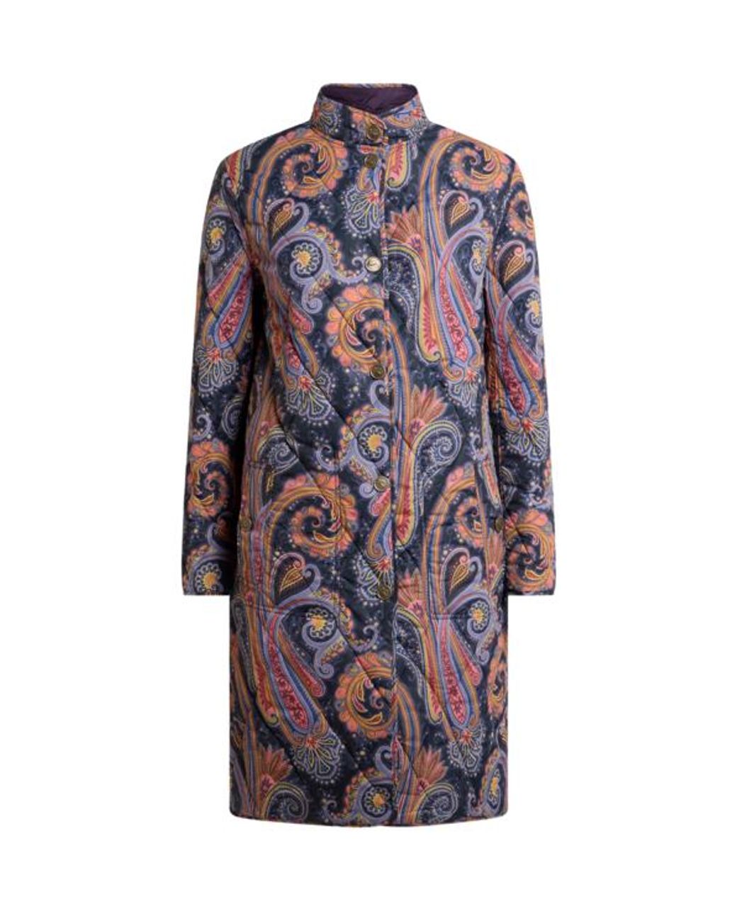 Etro Blue Quilted Paisley Coat