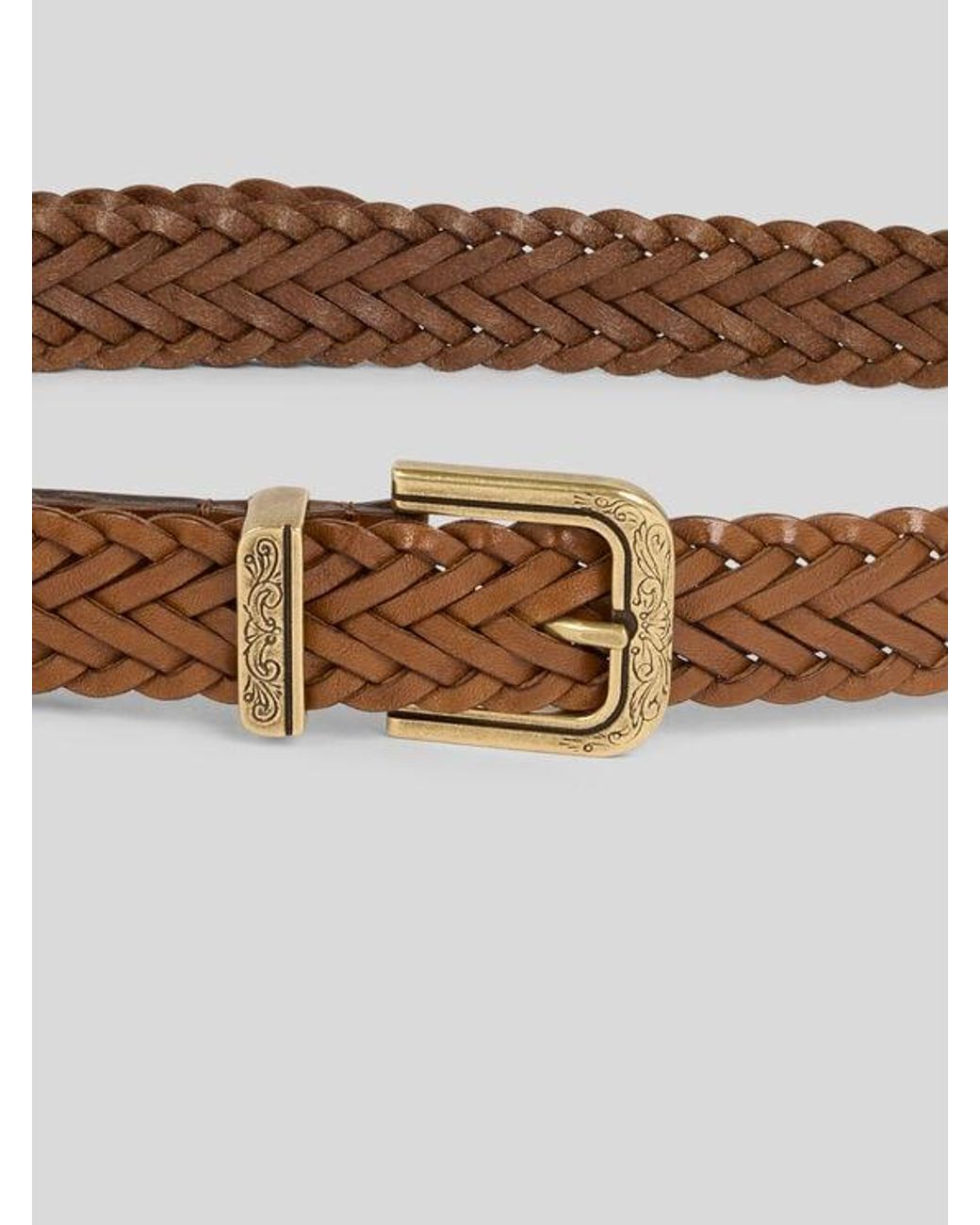 Etro Brown Woven Leather Belt