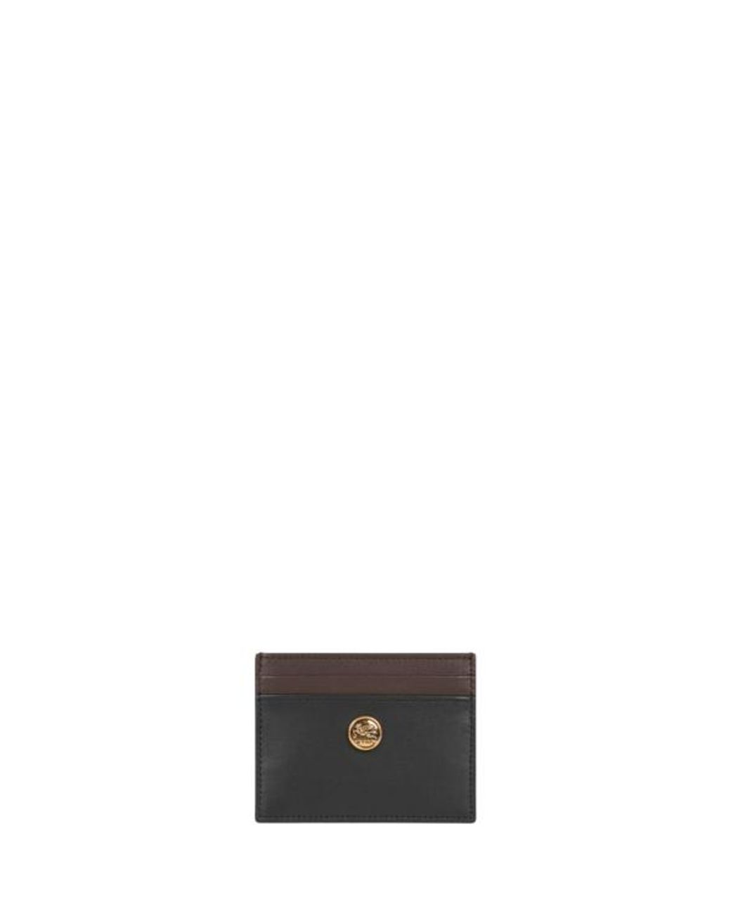 Etro White Two-Tone Leather Card Holder