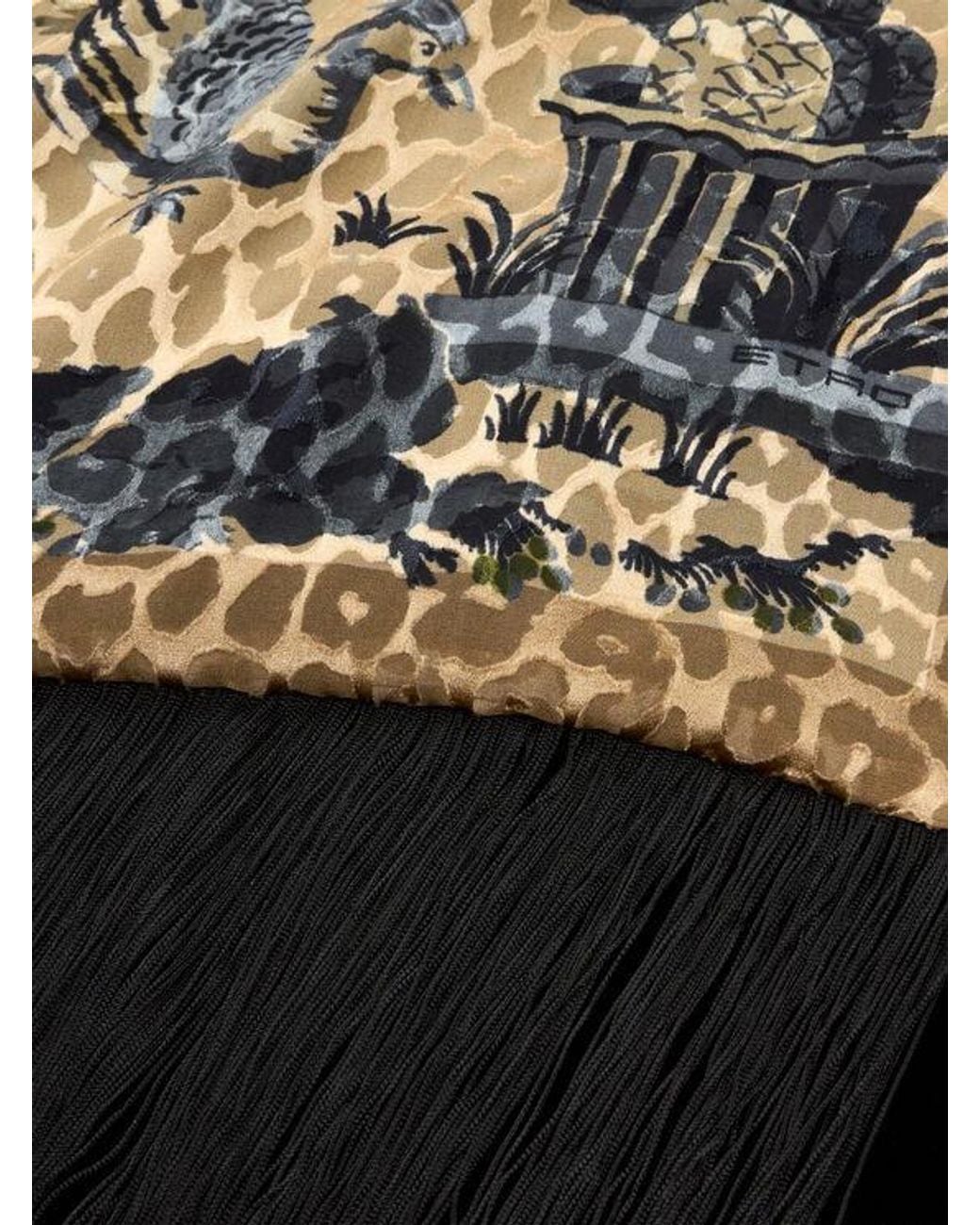 Etro Metallic Silk-Blend Velvet Scarf With Leopard Motif