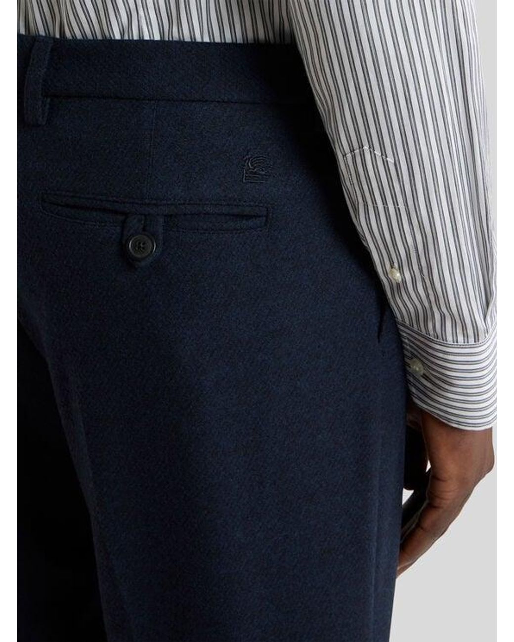 Etro Blue Plain-Coloured Knit Trousers for men