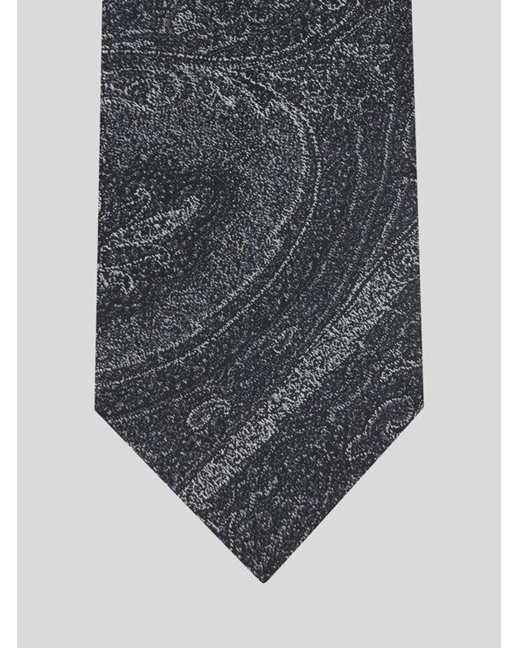 Etro White Silk Jacquard Tie With Arnica Motif for men