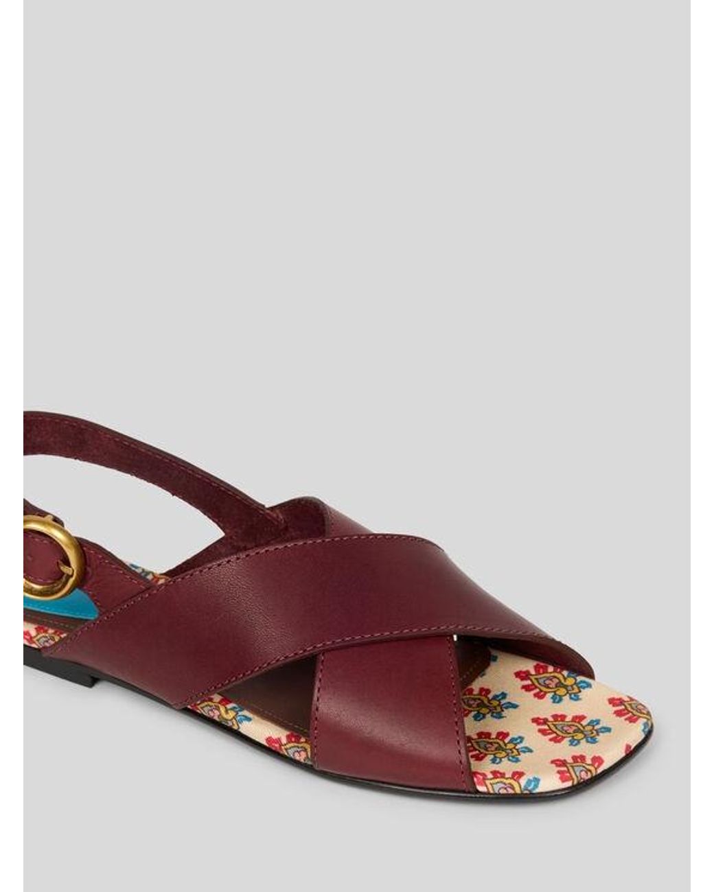 Etro Brown Low Leather Sandals With Crossover Detail