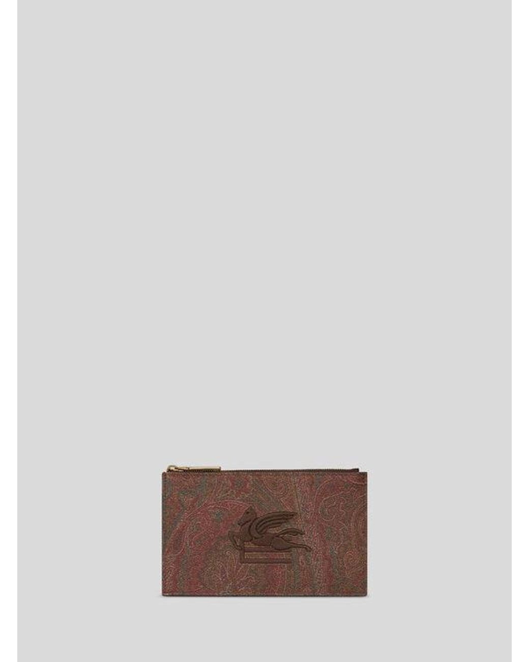 Etro Brown Small Arnica Pouch With Pegaso Detail for men
