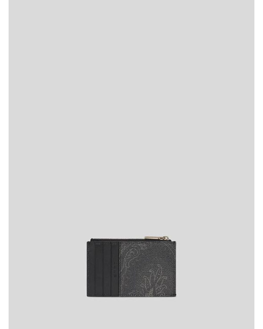 Etro White Arnica Card Holder With Pegaso Detail for men