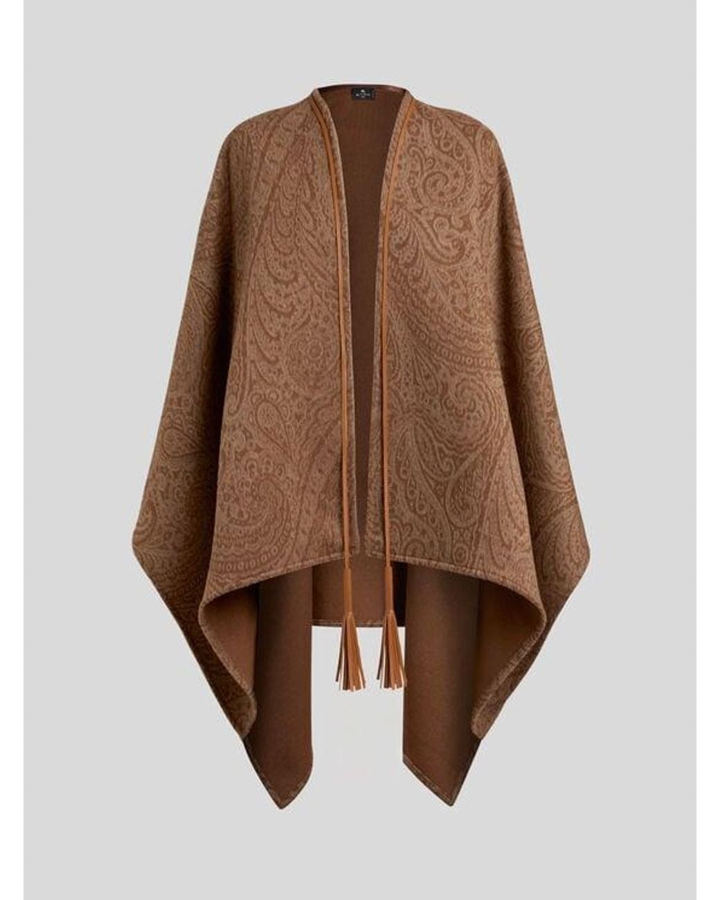 Etro Brown Wool And Cashmere Jacquard Cape