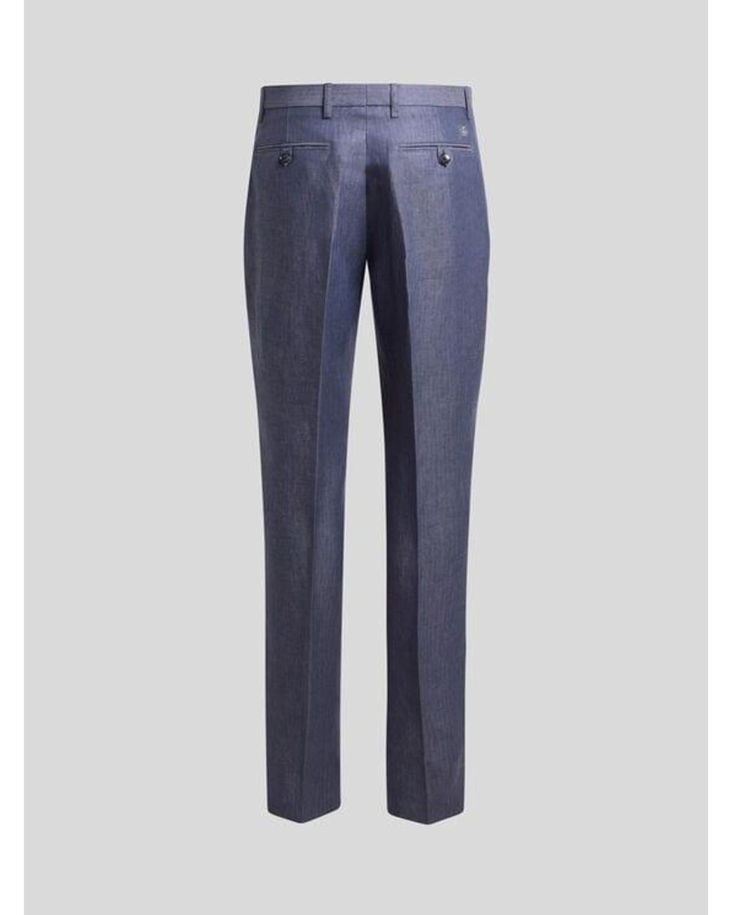 Etro Blue Linen Trousers for men