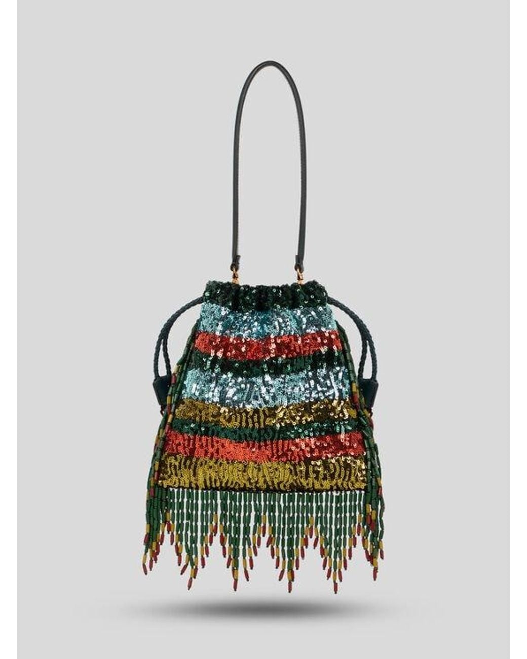 Etro Green Small Kalispera Bag With Sequins And Beads