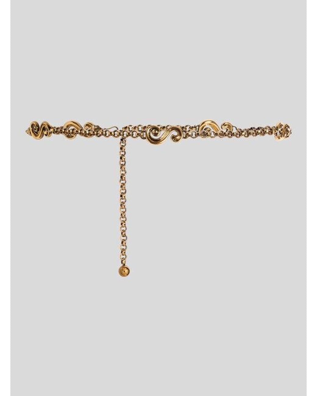 Etro White Chain Belt With Paisley Appliqués