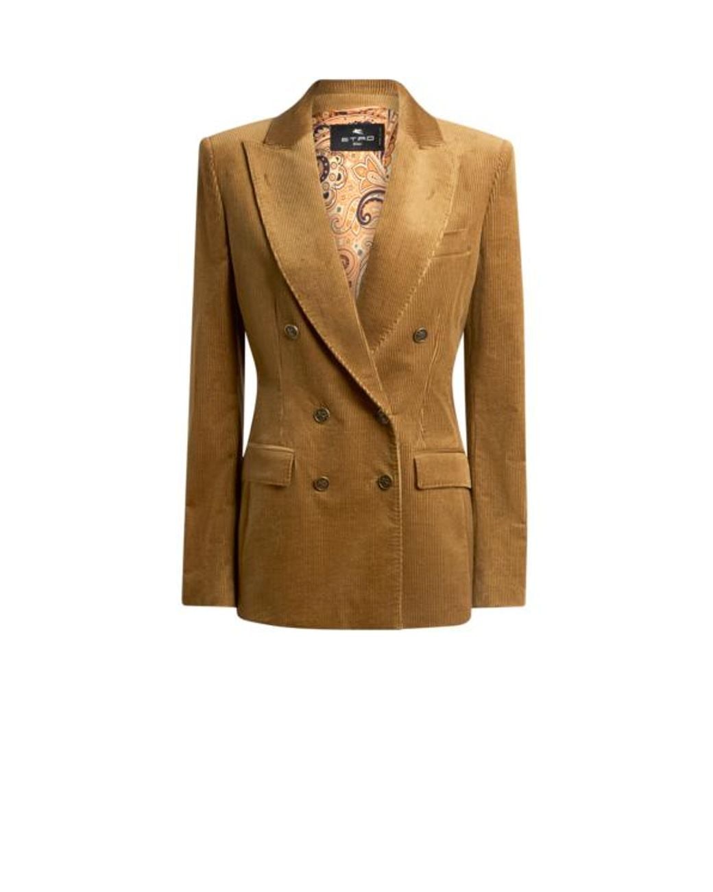 Etro Natural Double-Breasted Corduroy Velvet Jacket