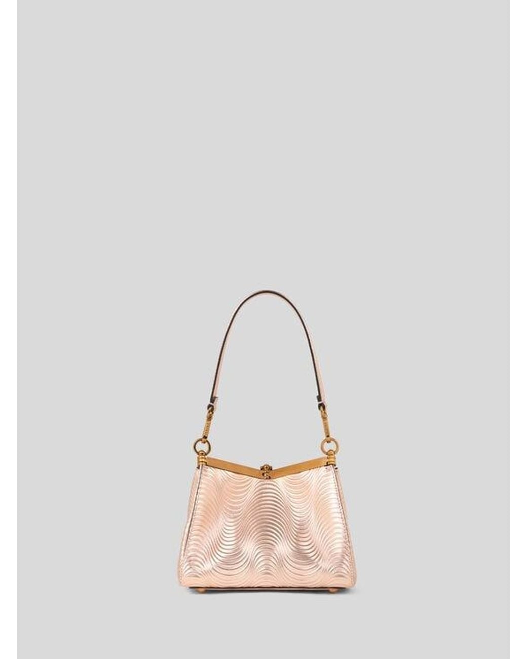 Etro Natural Small Metallic Leather Vela Bag