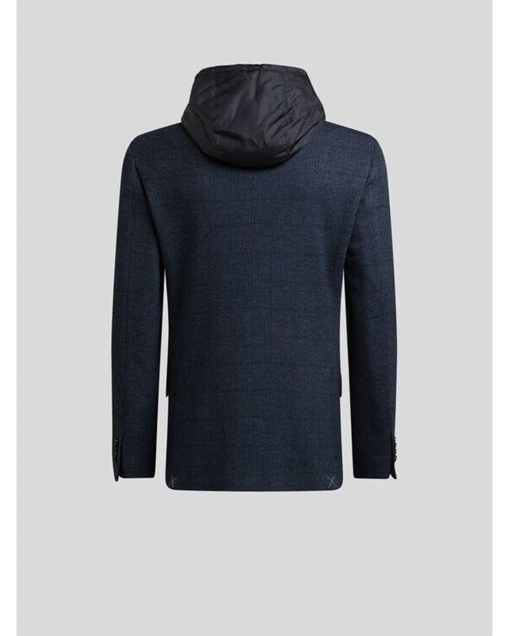 Etro Blue Jersey Jacket With Removable Bib And Hood for men