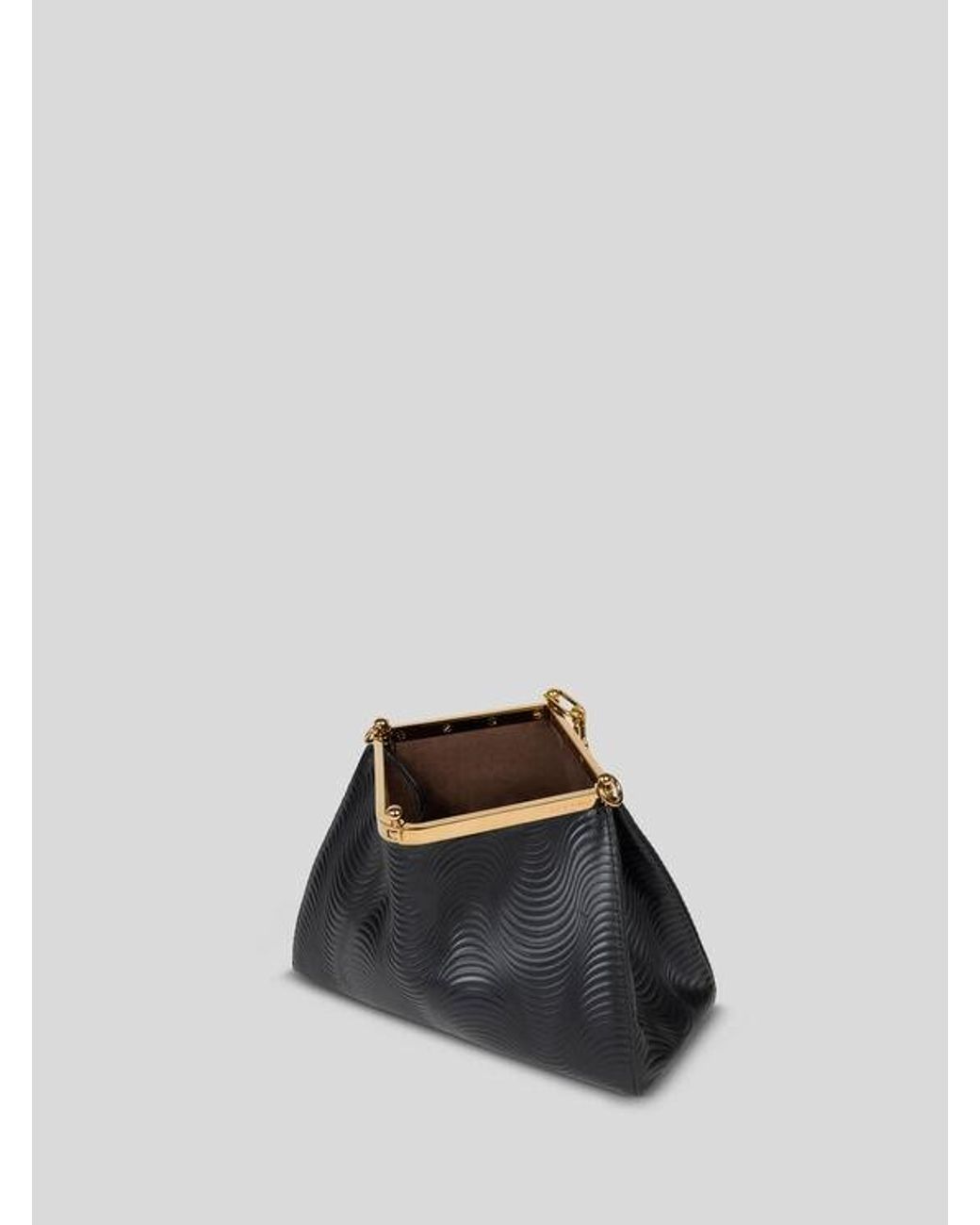 Etro Black Medium Vela Bag With Wavy Motif