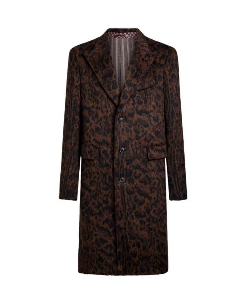 Etro Brown Jacquard Coat With Animal Motif for men