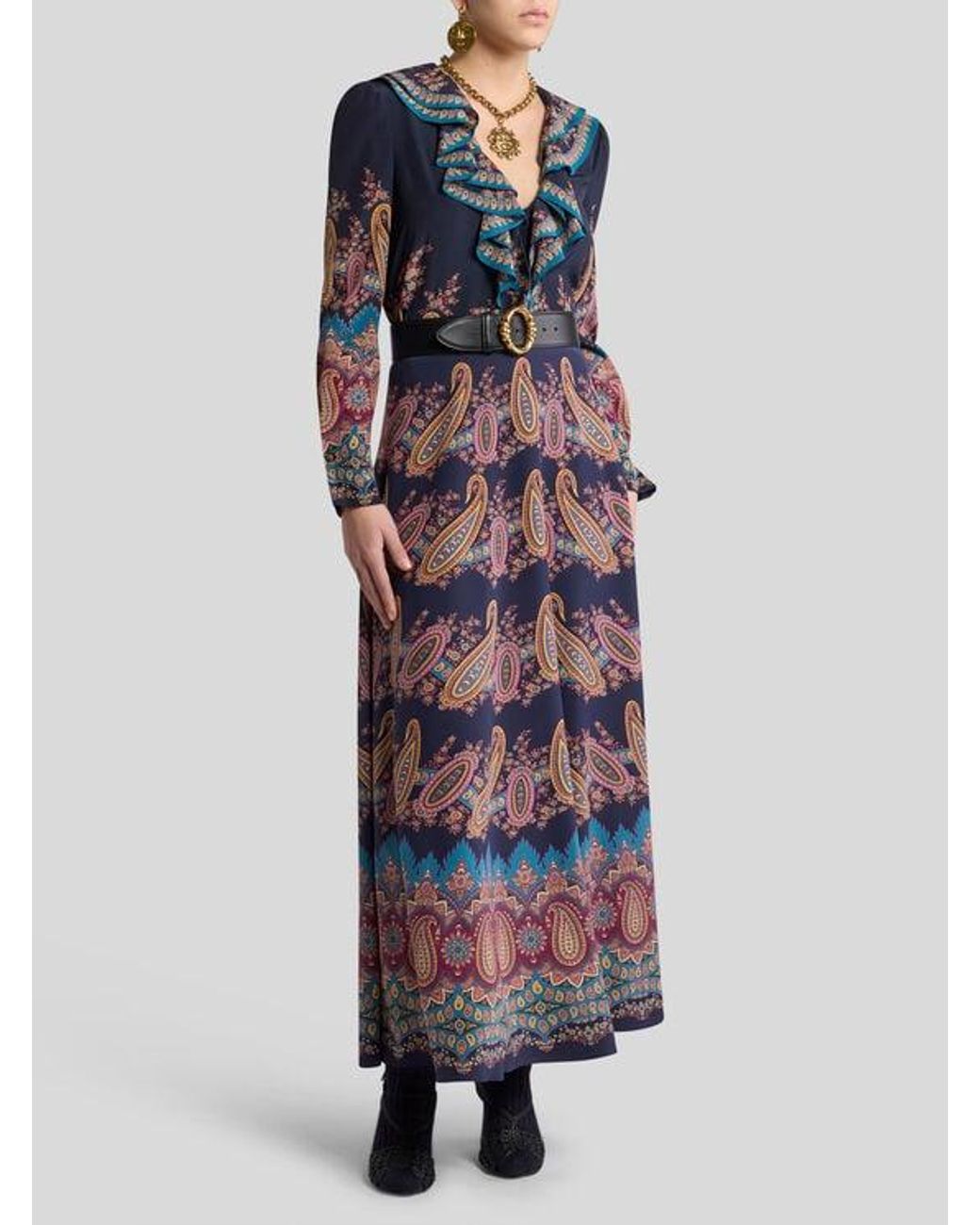 Etro Purple Silk Skirt With Placed Print