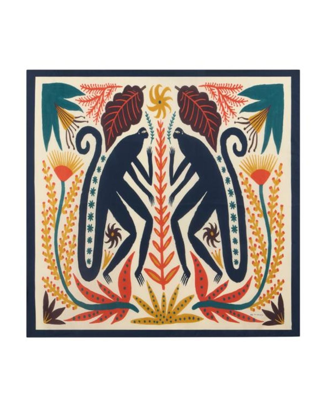 Etro Blue X Tabby Booth Silk Twill Scarf With Placed Print