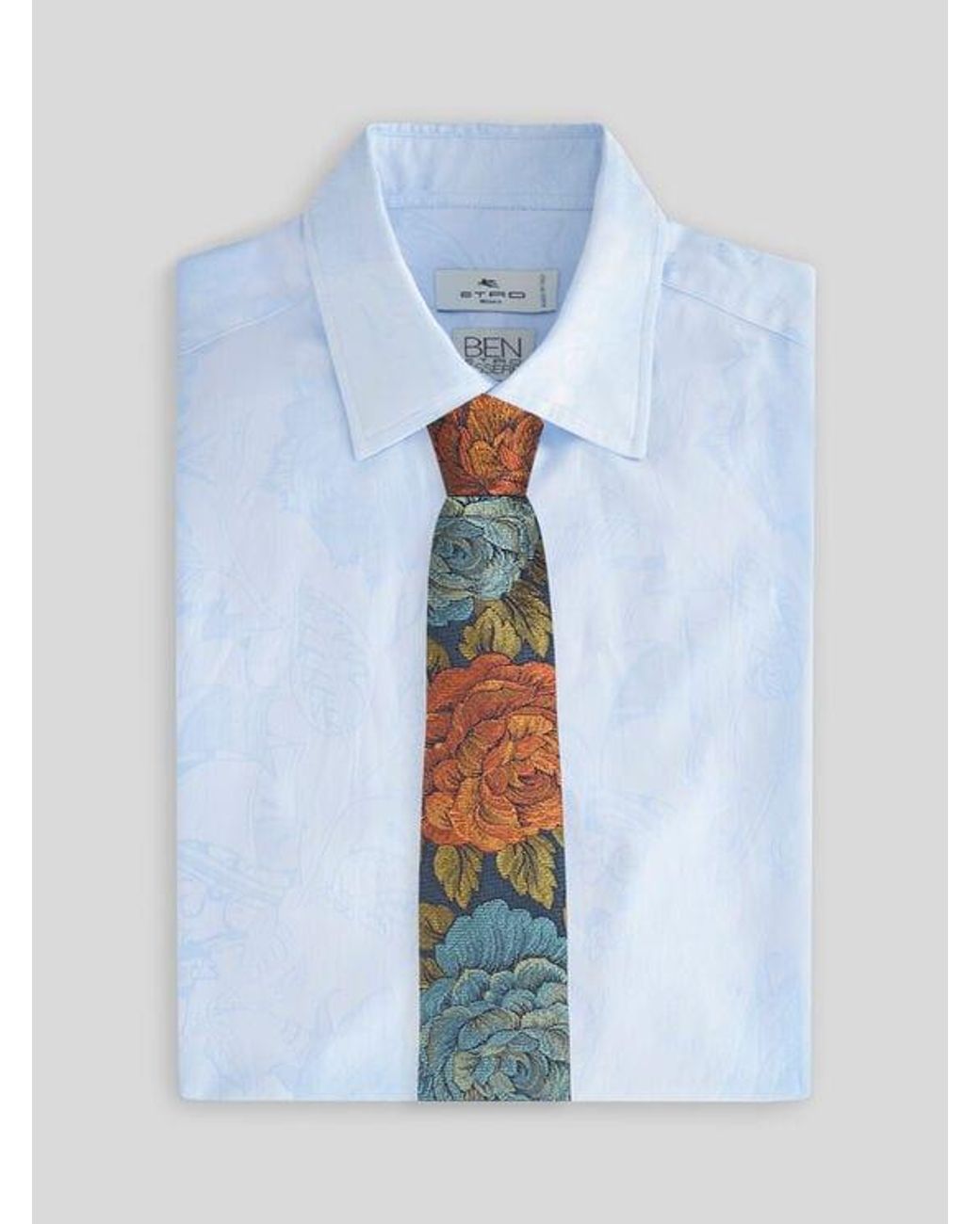 Etro White Silk Jacquard Tie With Flower Motif for men
