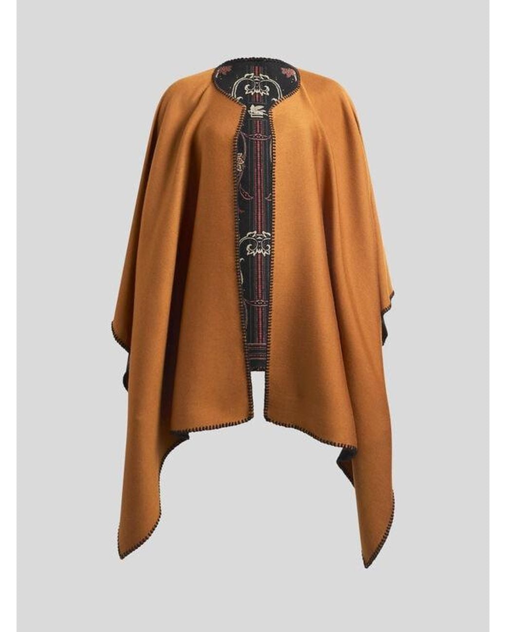 Etro Brown Reversible Wool-Blend Cloth Cape